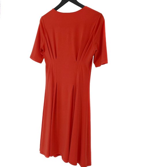 CATHERINE MALANDRINO Tangy Apricot Pleated Sheath Dress Size M - Picture 11 of 16